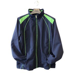 Wilson Navy Blue Green Zip Up Mesh-Lined Tennis Jacket Women M